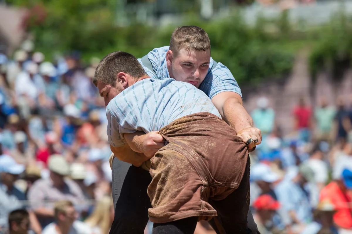 sport_28062015_schwingen_pif-2_preview Am Zürcher Kantonalen belegt Remo Ackermann aus Steg den geteilten zweiten Rang. (Archivbild: Robert Pfiffner) , Der Winterthurer Samir Leuppi (links) durfte sich als erster Zürcher Sieger des Kantonalen seit 2004 hochleben lassen. (Bild: zvg/tre) , Er legte im Schlussgang Roger Rychen ins Sägemehl. (Bild: zvg/tre) , Leuppi posiert mit dem gewonnenen Muni Markus. (Bild: zvg/tre)