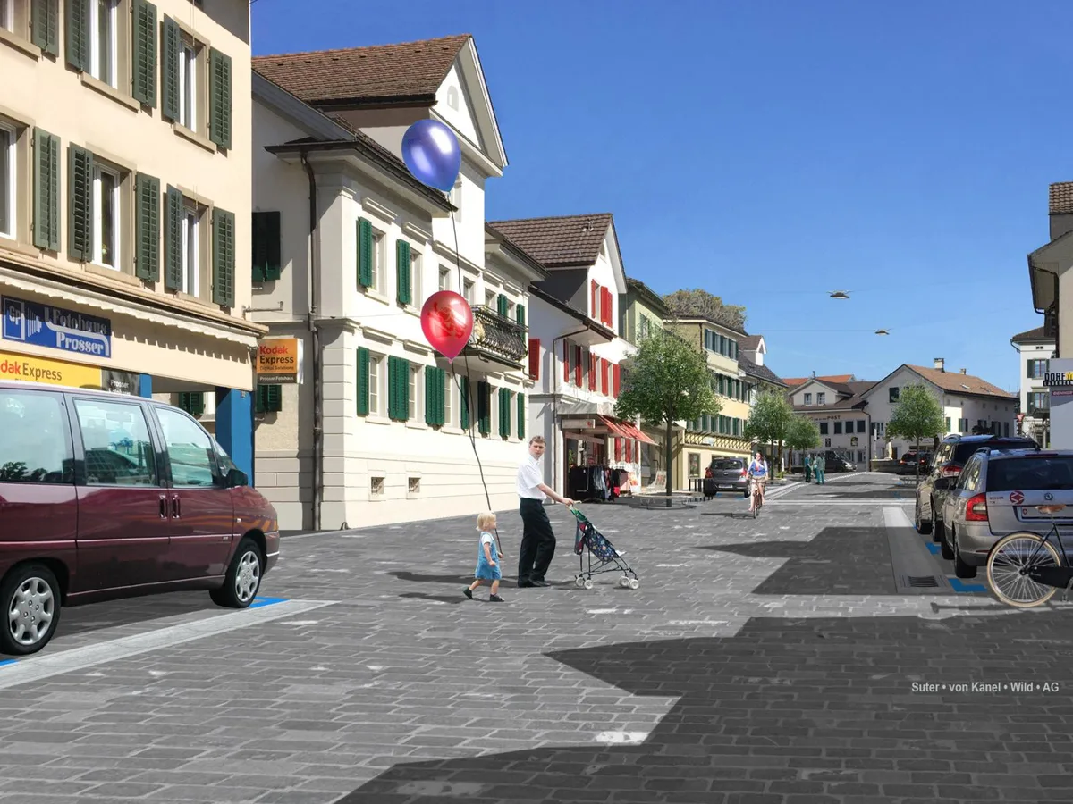 11%20seestrasse_visualisierung%20pfl%c3%a4sterung_preview Ein Beispiel, wo sich die Pfäffiker für die teurere Variante entschieden: Die Pflästerung der Seestrasse. (Visualisierung: zvg)