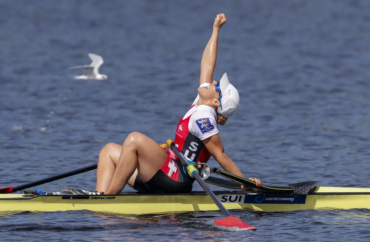 Jeannine Gmelin gewann 2017 all ihre Rennen. (Bild:Keystone), Jeannine Gmelin bei ihrer Rückkehr aus Nordamerika. (Archivbild: Nathalie Guinand)