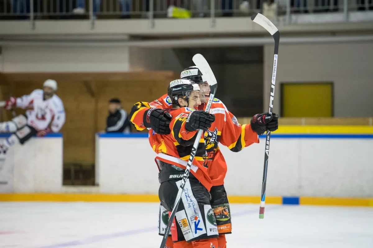sport_23092017_eishockey_pif-3_preview_0 Die Dürnten Vikings jubelten auch im zweiten Achtelfinalspiel. (Archivfoto: Robert Pfiffner)