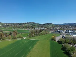dji_0259_preview «Kein Riet weit und breit»: Mit einem Drohnenvideo veranschaulichte Elmar Weilenmann (BDP), dass auf dem fehlenden Stück der Wetziker Westtangente bereits heute Landwirtschaft betrieben wird. (Symbolfoto: Michael Kurz)