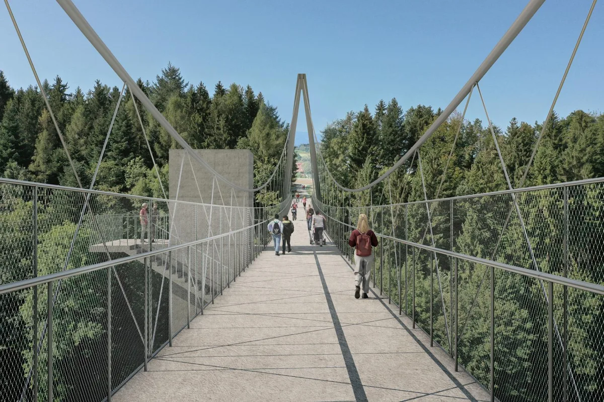191013_aathal-fussgaengerperspektive-final_preview_1 Zwischen Seegräben und Sack soll eine Hängebrücke gebaut werden., Martin Jucker von der Jucker Farm ist begeistert von diesem Grossprojekt.