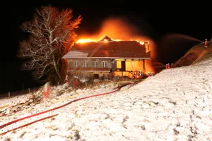 200128_brand_bauma_preview 29. Januar: Ein leerstehendes Bauernhaus in Bauma brennt ab., 10. Februar: Die Zerstörung des Baumer Weilers Unterer Wolfsberg ist ein Jahrhundertereignis., 10. Februar: Die Flammen fressen fünf Gebäude auf., 10. Februar: Der Schaden beläuft sich auf bis zu fünf Millionen Franken. , 22. Februar: In Uster geht ein Bauernhaus in Flammen auf. , 12. März: Ein Feuer zerstört in Kempten gleich drei Flarzhausteile., 22. März: Rund eine Million Franken beträgt der Schaden bei einem Einfamilienhausbrand in Rämismühle. , 3. April: In Hinwil brennt ein Gabelstapler komplett aus. , 20. Mai: In Rüti greift ein Feuer von der Hecke auf ein Gartenhaus und einen Camper über., 23. Mai: Bei einem Flarzhausbrand in der Rütner Aussenwacht Fägswil verletzten sich drei Personen., 25. Mai: In Volketswil brennt eine Dachwohnung komplett aus., 25. Mai: Die Scheune des Mattenhofes bei Grningen wird ein Raub der Flammen., 28. Mai: Und wieder Bauma: Ein Einfamilienhaus wird bei einem Brand stark beschädigt., 1. Juni: Glimpflich geht ein Brand in einem Russiker Gewächshaus aus.