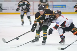 eievikings_dku_4__preview_0 Tizian Müller (EIE) und Vikings-Angreifer Yves Rüegg schenkten sich in der letzten Finalserie nichts., Auch die Fäuste flogen schon im Derby: Gabriel Gretler (EIE) gegen Mario Senn., Vikings-Coach Gunnar Hosner., Die Dürntner Loris Voneschen und Noel Brunner freuen sich über ein Tor gegen den EIE.