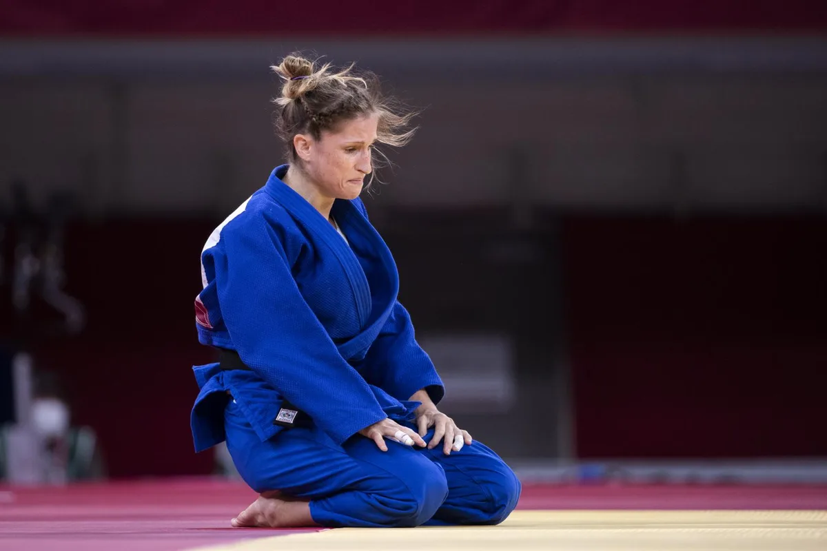 20210725120504892_preview Fabienne Kocher zeigte in Tokio eine starke Leistung. Der Sprung aufs Podest aber blieb ihr verwehrt., Die Entscheidung im Kampf um Bronze: Chelsie Giles (links) jubelt, Kocher ist geschlagen.