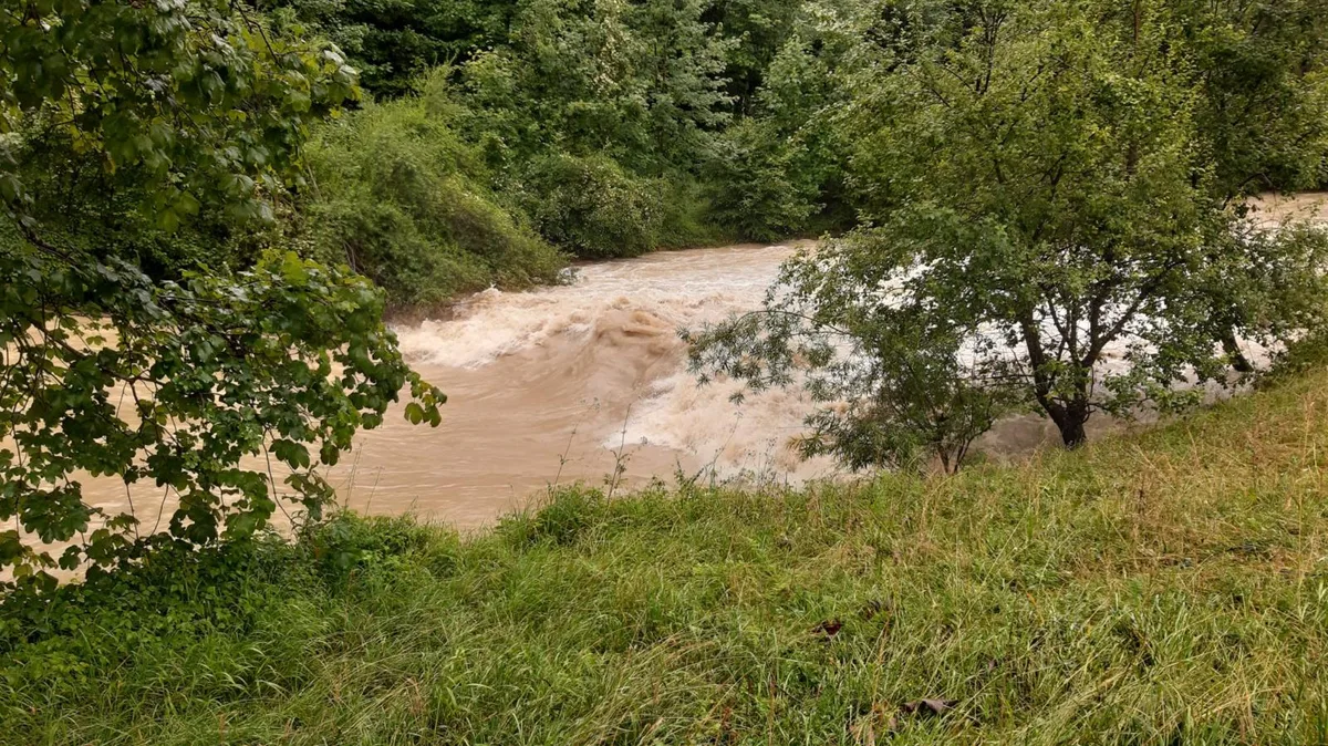 whatsapp%20image%202021-07-15%20at%2010-31-31_preview Die Töss führt aktuell viel Wasser. Hier in der Nähe des Gmeiwerchs bei Turbenthal., Die Unterführung unter der Autobrücke zwischen Turbenthal und Wila ist am Donnerstagmorgen überflutet., Am Mittwochabend war die gleiche Stelle noch frei.