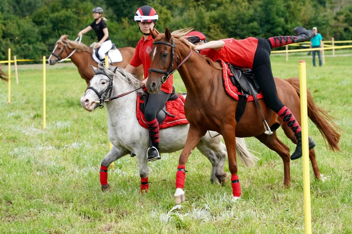 ponysporttage_wila_15_mav_preview Die Mounted Games sorgten für Nervenkitzel., Zu den Aufgaben gehörte, eine Flasche zu fassen …, … Flaggen zu übergeben …, … und Slalom zu reiten., Elena Truniger betreibt den Ponysport im Ponyclub «Bonnie Ponies».