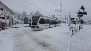 20210115_121119_preview Nach dem grossen Schnee am 15. Januar 2021 konnte die Tösstalbahn erst am Nachmittag wieder verkehren.