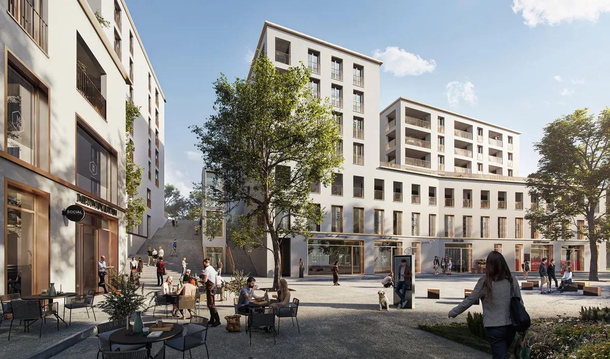 Die Visualisierung der Zentrumsüberbauung Metropol in Wetzikon ist zu sehen.