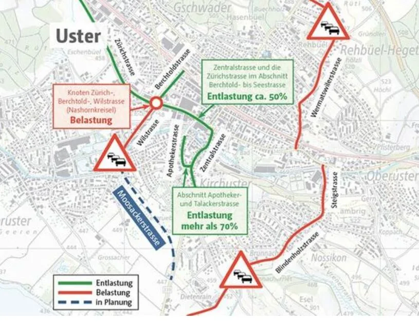 Ergebnisse kantonale Machbarkeitsstudie Moosackerstrasse in Uster von 2014
