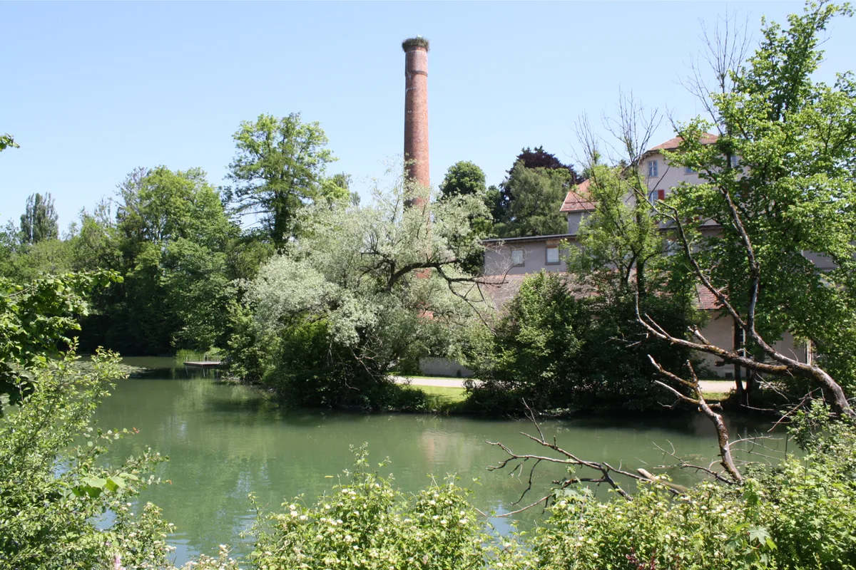 Versteckt hinter dem Schönau-Weiher und Grün: das ehemalige Spinnerei-Areal, das zum neuen Wetziker Quartier werden soll.
