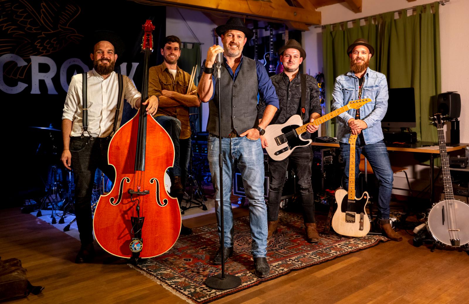 Die Band Croak aus Ringwil spielt Country- und Southern-Rock-Musik. V.l. Jérôme Schmuki, Marcel Lienert, Remo Weidmann, Felix Burkhalter, Patrick Schmucki.