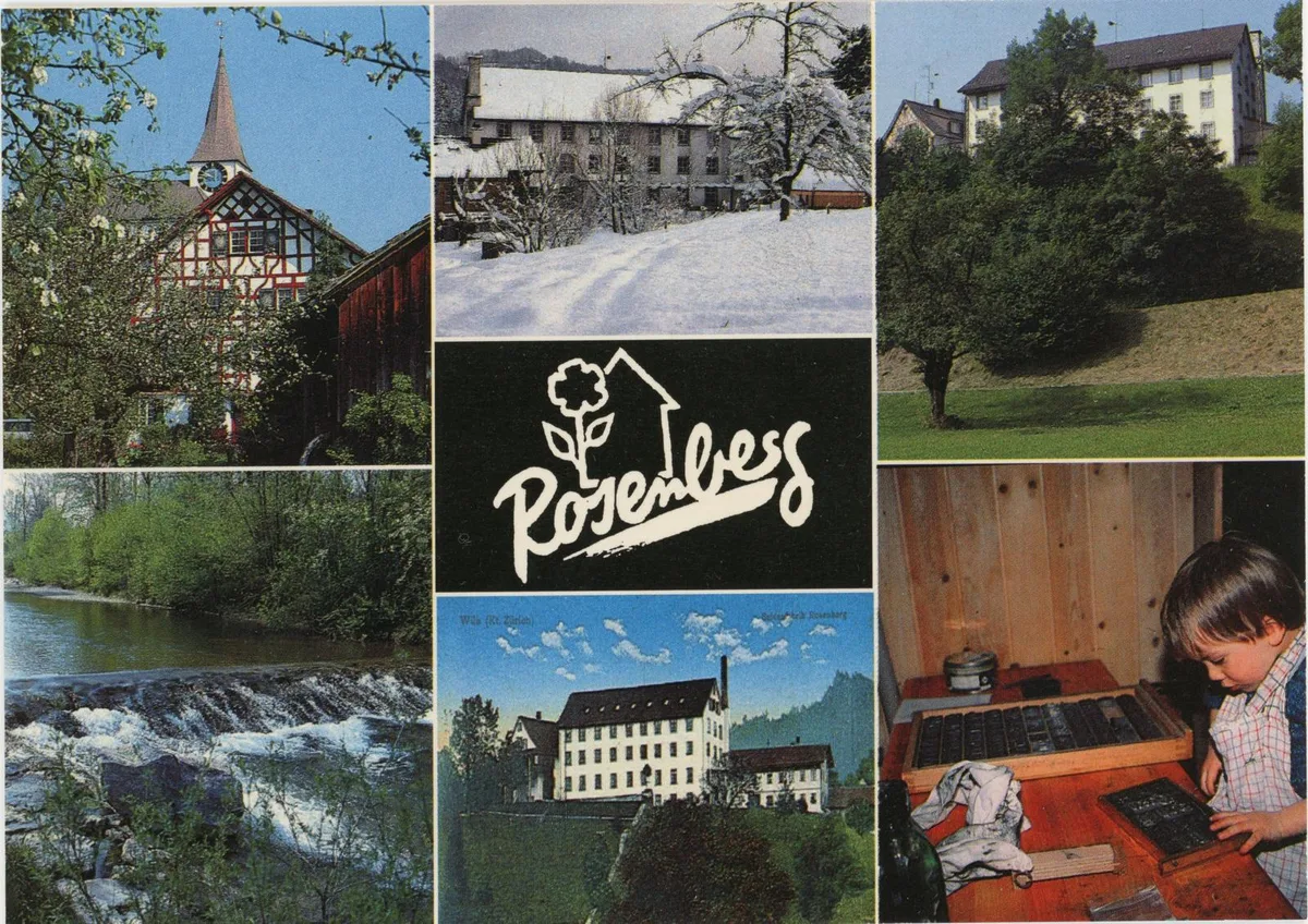 Man sieht eine Postkarte des Rosenbergs in Wila.