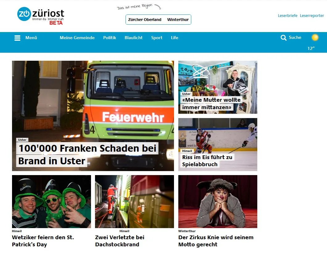 Das neue Portal «züriost» ist nun in einer Testversion online. (Bild: Züriost)