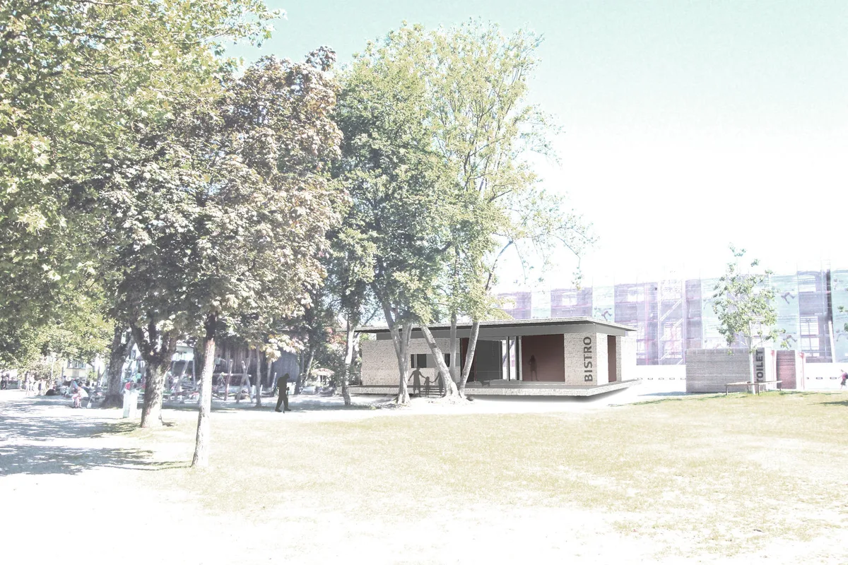kiosk_bistro-stogelenweg Eine gedeckte Terrasse mit 20 Sitzplätzen und 30 Sitzplätze im Innern: So stellt sich der Gemeinderat das Bistro am See vor. (Visualisierung: zvg)