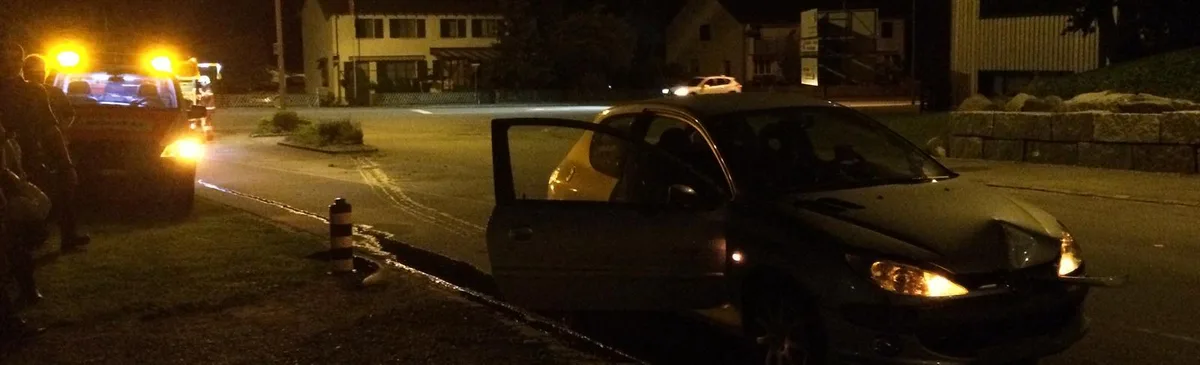 2016-08-15-23-56-56-e1471304464638 Eine Autofahrerin verursachte in der Nacht auf Dienstag einen Selbstunfall in Grüningen. (Bild: Feuerwehr Grüningen)