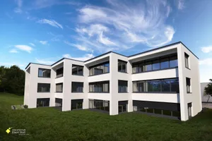 schulhaus-rietwies-anbau-k2-2015-08-19 Die Mönchaltorfer Gemeindeversammlung gab grünes Licht für den Anbau am bestehenden Schulhaustrakt A der Schulanlage Rietwis (ganz links). (Bild: Visualisierung Architektur Ebert Stoll)