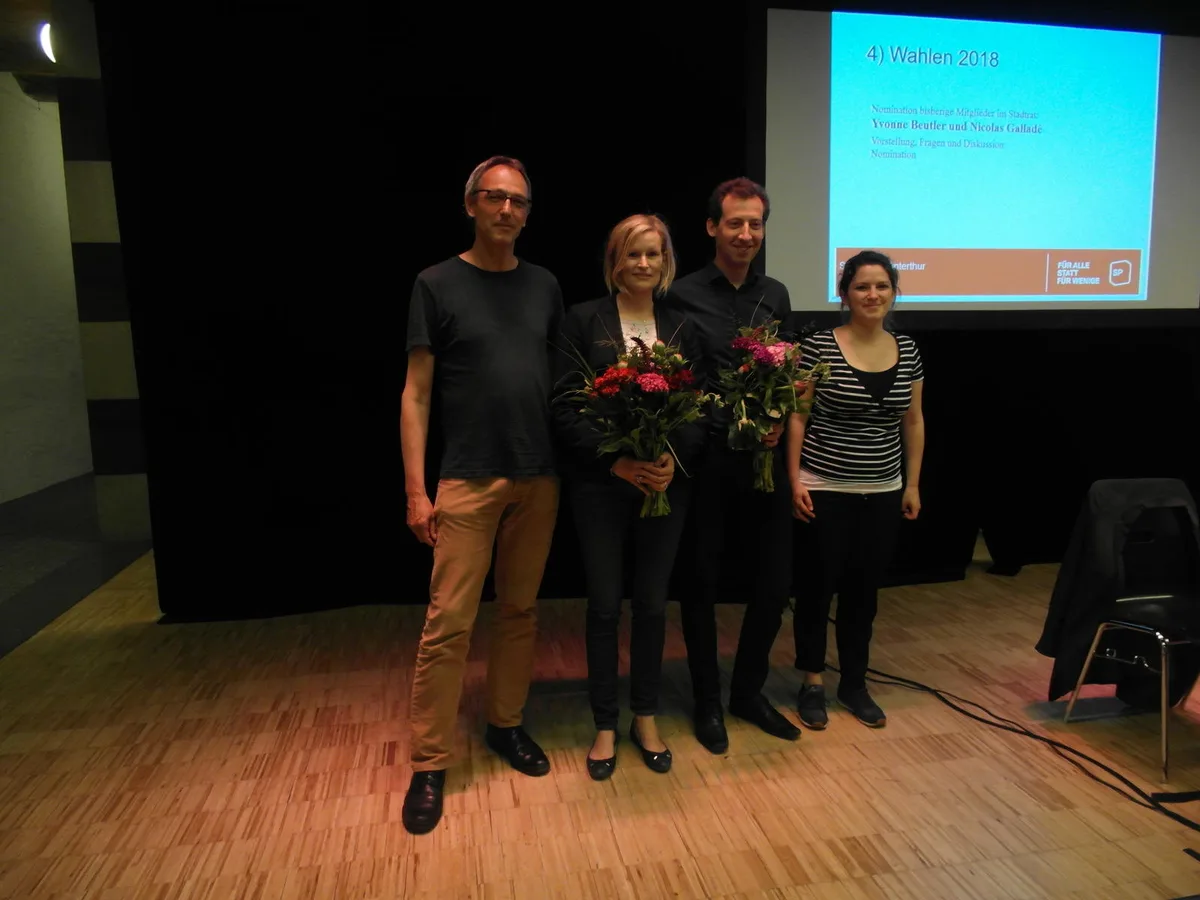 Die SP nominierte Yvonne Beutler und Nicolas Galladé für eine weitere Stadtrats-Amtsperiode. (Bild: zvg)