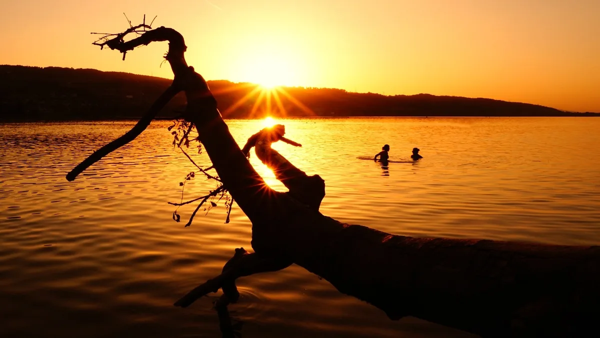 Vor allem am Abend ist das Licht Ende August breitsherbstlich, doch dank den hohen Temperaturen lädt der Greifensee nach wie vor zum Baden ein. Archivbild: Paul Schafroth