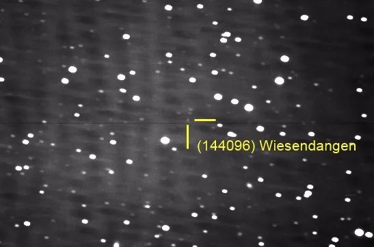 asteroid_wiesendangen_schrift Der Asteorid Wiesendangen ist in Sichtnähe.
(Bild: Sternwarte Eschenberg)