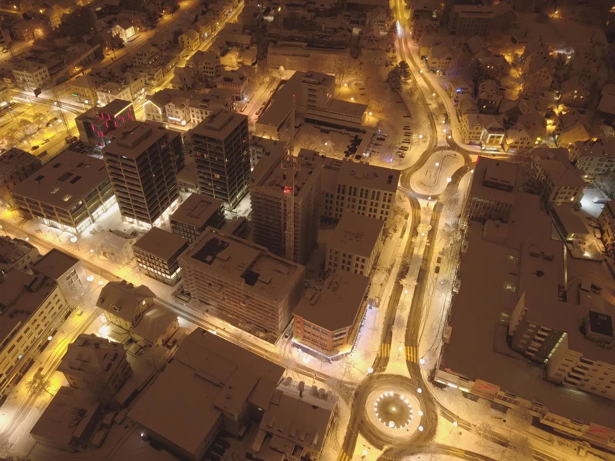 usterbynight Blick aus der Vogelperspektive auf die verschneite Stadt Uster. (Bild: Bruno Bachmann), Blick aus der Vogelperspektive auf die verschneite Stadt Uster. (Bild: Bruno Bachmann), Blick aus der Vogelperspektive auf die verschneite Stadt Uster. (Bild: Bruno Bachmann), Blick aus der Vogelperspektive auf die verschneite Stadt Uster. (Bild: Bruno Bachmann)