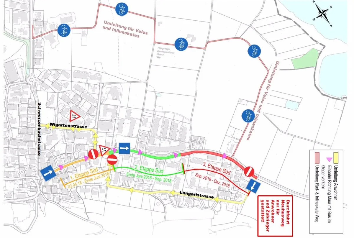faellanden_0 Bis Ende 2018 soll die ganze Dorfeinfahrt saniert werden. (Plan: Kantonales Tiefbauamt)