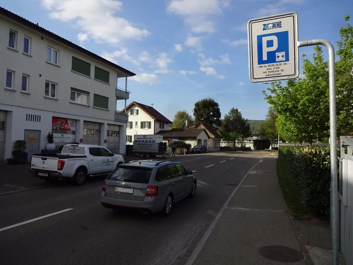 Bei der Einfahrt ins  «Vogelquartier» muss eine Tafel reichen.  (Foto: Thomas Bacher), An der Rotbuchstrasse steht alle paar Meter eine Tafel. (Foto: Thomas Bacher)