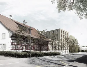 zentrum_im_hof So soll der Anbau mit den neuen Pflege- und Alterswohnungen einst aussehen., Gemeinderätin Franziska Graf Schläppi (Aktion G) befürwortet den Anbau des Pflegezentrum, der rund 15 Millionen Franken kostet.