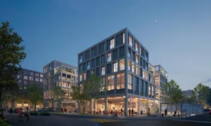 zom_cam3 Der Neubau wird auch einen Innenhof umfassen, der gegen die Leutholdstrasse ausgerichtet ist. , Die «Newsstreet» verbindet innerhalb des Medienhauses die Pestalozzi- mit der Spitalstrasse., Blick auf das geplante Medienhaus von der der Rapperswilerstrasse her.
