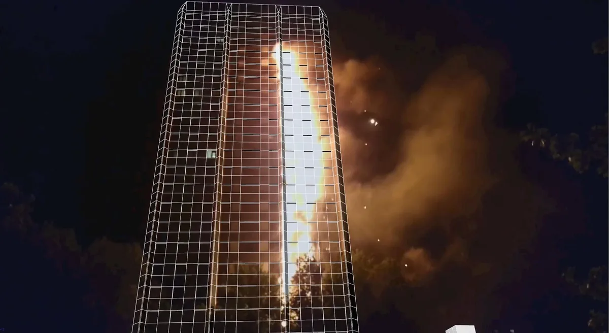 3kyk8ucvkh69wu_hztxqij 2017 brannte in London der Grenfell-Tower. Die Gruppe Forensic Architecture hat dazu aufgerufen, Videos einzuschicken.