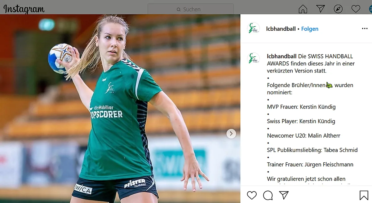 Kündig wurde zum zweiten Mal nach 2017 zur besten Spielerin der Saison gewählt. (Foto: Screenshot Instagram)