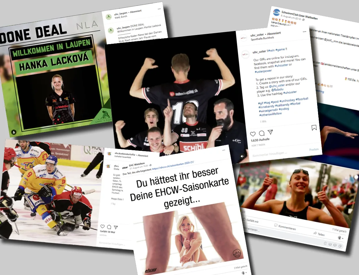 Jeder machts, aber nicht alle mit demselben Erfolg: Social-Media-Posts von Oberländer Sportclubs.
