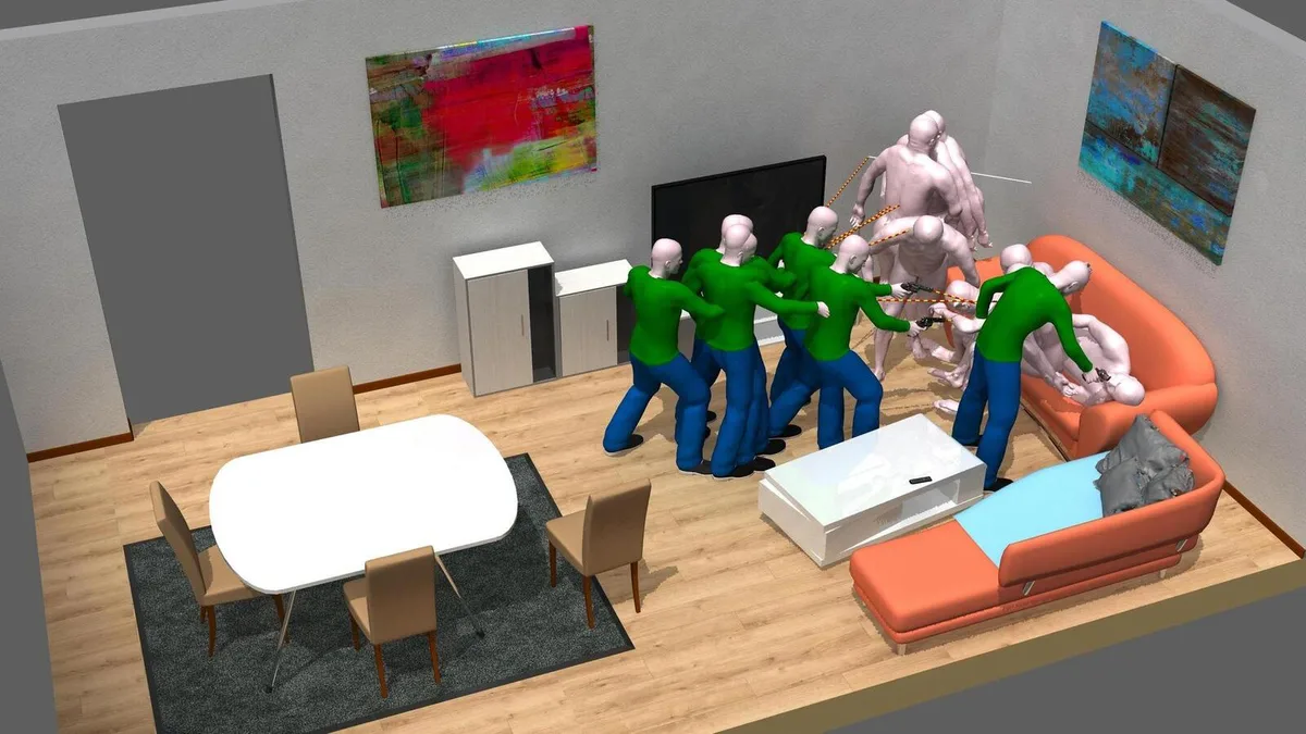 3D-Simulation einer Bluttat: Dank VR-Technik können sich Strafverfolger in die Szene hinein versetzen. Diese Szene ist erfunden.