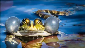 frosch_und_schlange Einige Leser glaubten, hinter dem Frosch eine Schlange zu sehen., Im Volketswiler Griespark fühlen sich Frösche offenbar wohl.