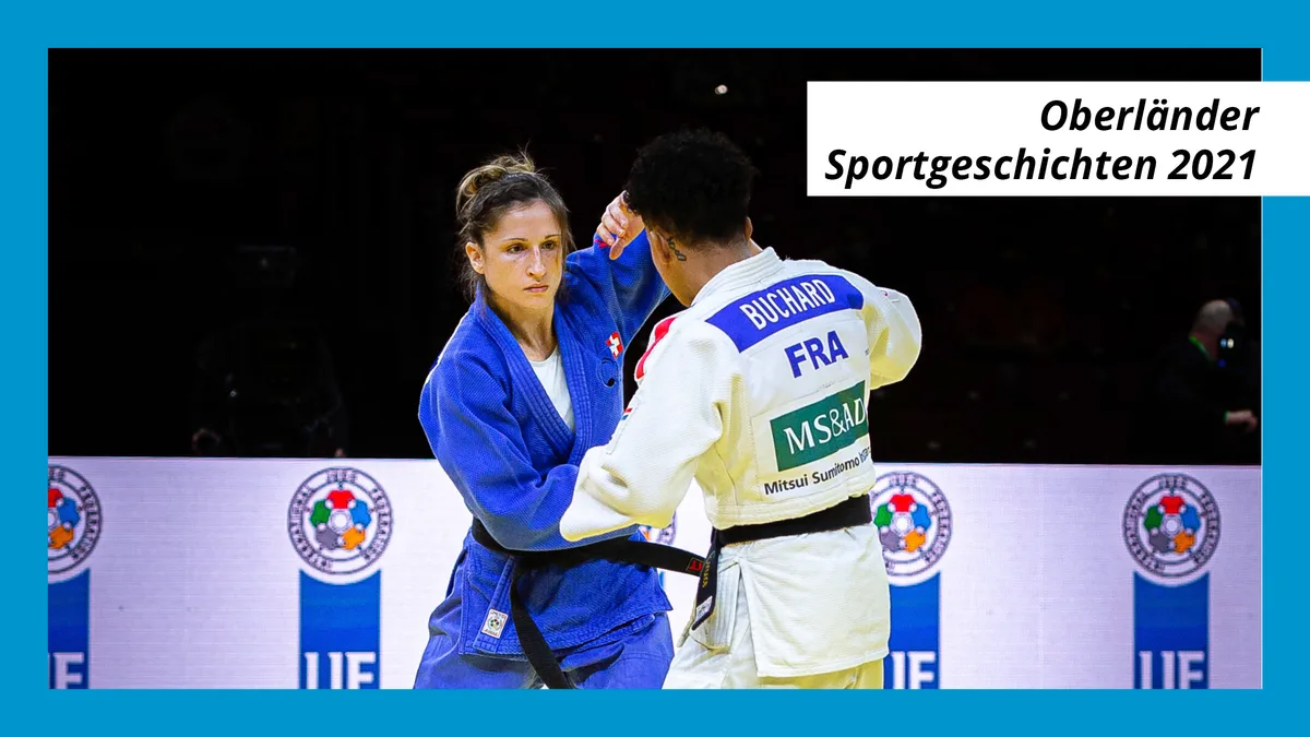 highlight-kocher2 Fabienne Kocher in einem Kampf gegen die Französin Amandine Buchard., Die Riedikerin hat noch lange nicht genug: Ihr nächstes grosses Ziel sind die Olympischen Spiele in Paris., Fabienne Kocher schaffte es dank einem Vorsprung von sieben Punkten nach Tokio.