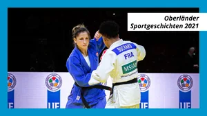 highlight-kocher2 Fabienne Kocher in einem Kampf gegen die Französin Amandine Buchard., Die Riedikerin hat noch lange nicht genug: Ihr nächstes grosses Ziel sind die Olympischen Spiele in Paris., Fabienne Kocher schaffte es dank einem Vorsprung von sieben Punkten nach Tokio.