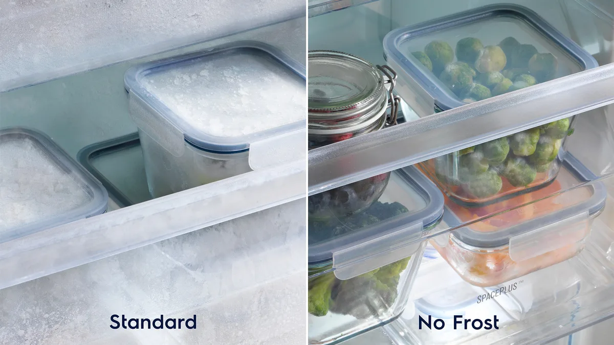 Man sieht die Auswirkung der «NoFrost» Technologie im Tiefkühler