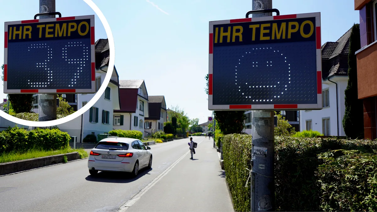 Speedy spinnt., Der freundliche Speedy: Schenkt selbst denjenigen ein Lächeln..., ... die in der 30er-Zone zu schnell unterwegs sind.