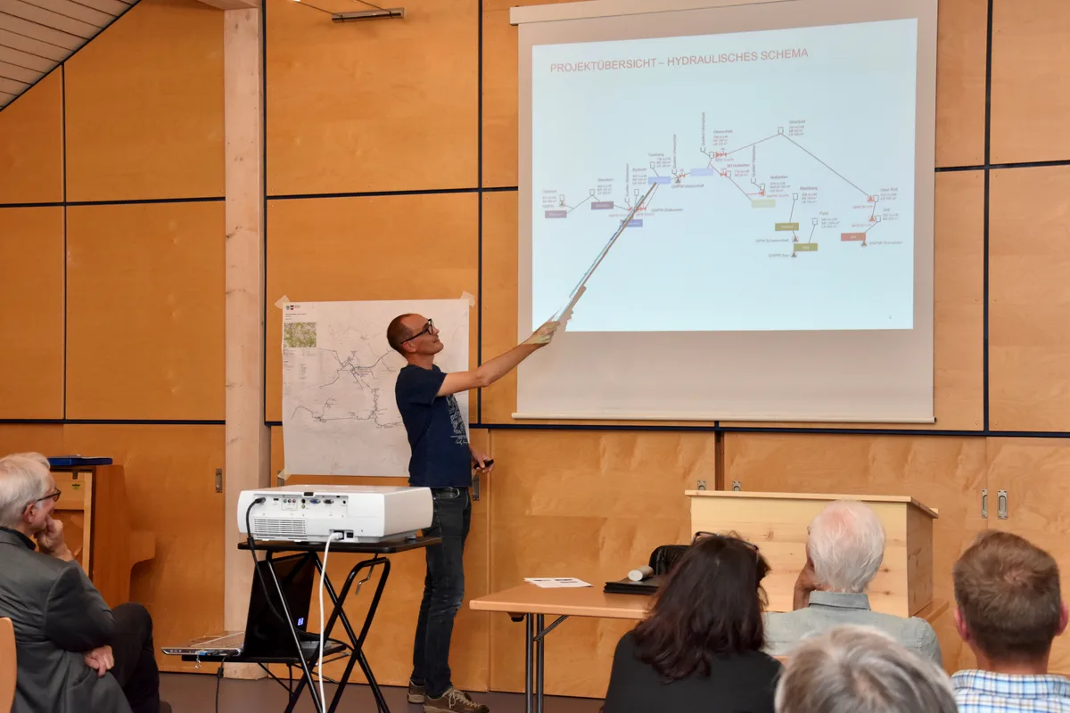 gv_schlatt_2 Fachreferent André Budry von der Firma Ingesa AG erläuterte das Bauvorhaben für eine optimierte Wasserversorgung.