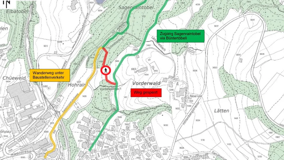 Der Weg ist auf rund 150 Metern gesperrt.