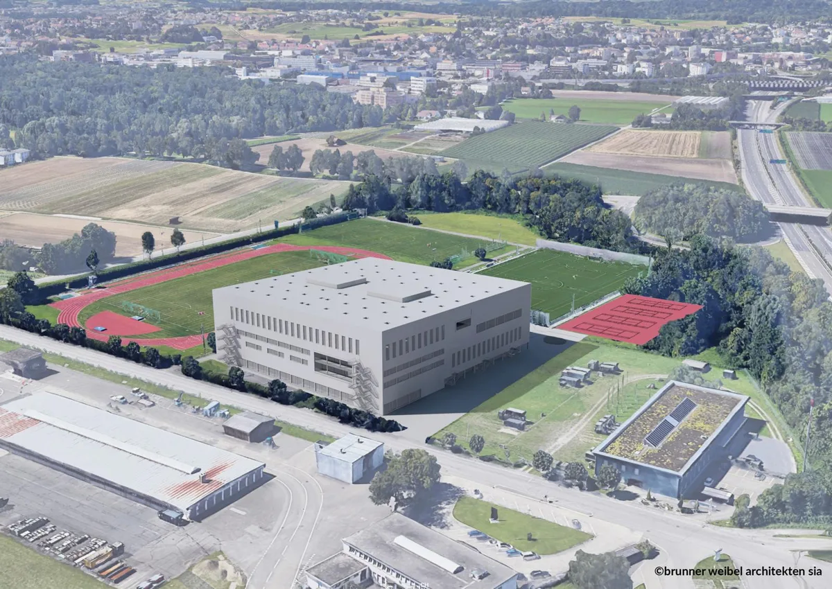Visualisierung des Sportzentrums Dürrbach in Wangen bei Dübendorf