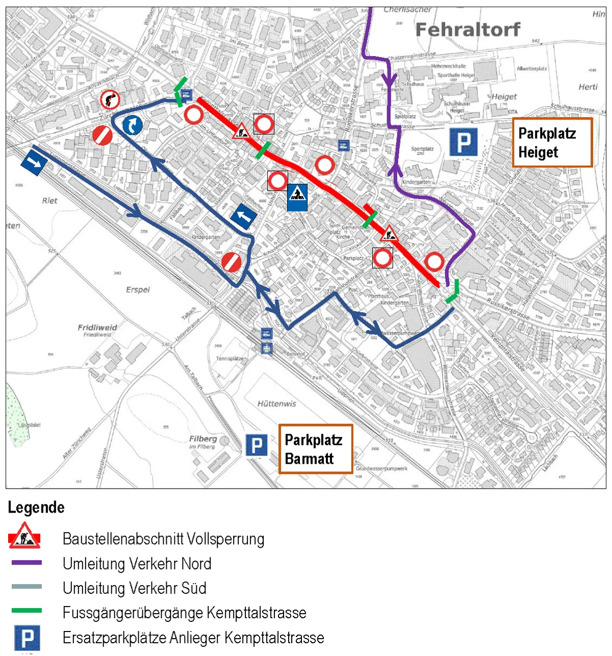 Auf dem Plan sind die Umleitungen eingezeichnet.