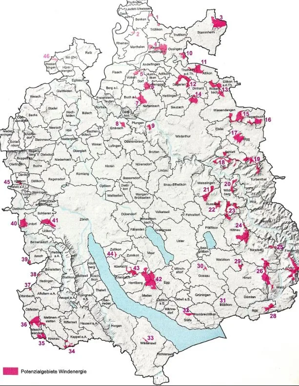 Der Kanton Zürich hat 46 mögliche Standorte für Windkraftanlagen festgelegt.