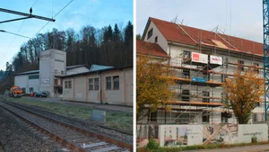 20221012-bildkombo-bauprojekte-zell_1 Diverse Unternehmen haben in Kollbrunn Grosses vor: Unter anderem beim Metzgerareal (l.) und auf dem alten Spinnerei-Gelände. , Neben der Spinnerei will die Swiss Property AG das Areal in ein neues Quartier verwandeln. (Archivbild), Beim Metzgerareal sind 100 bis 120 Wohnungen geplant. Das Projekt ist derzeit aber sistiert. (Archivbild), Auf der «Auen»-Parzelle dürfte gebaut werden - wäre da nicht eine hängige Einsprache. (Archivbild), Fertiggestellt und seit Kurzem bezogen sind hingegen die altersgerechten Wohnungen unweit vom Bahnhof. (Archivbild)