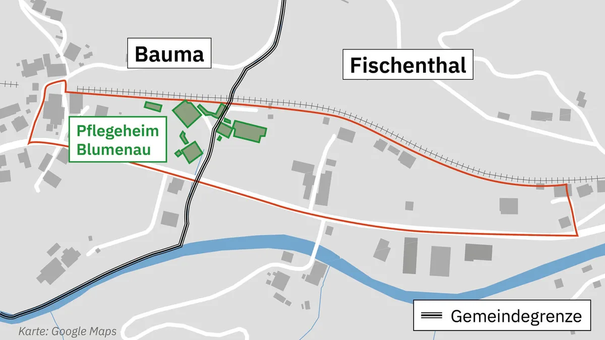 Man sieht eine Karte des Gebietes Lenzen und Lipperschwendi in Bauma.