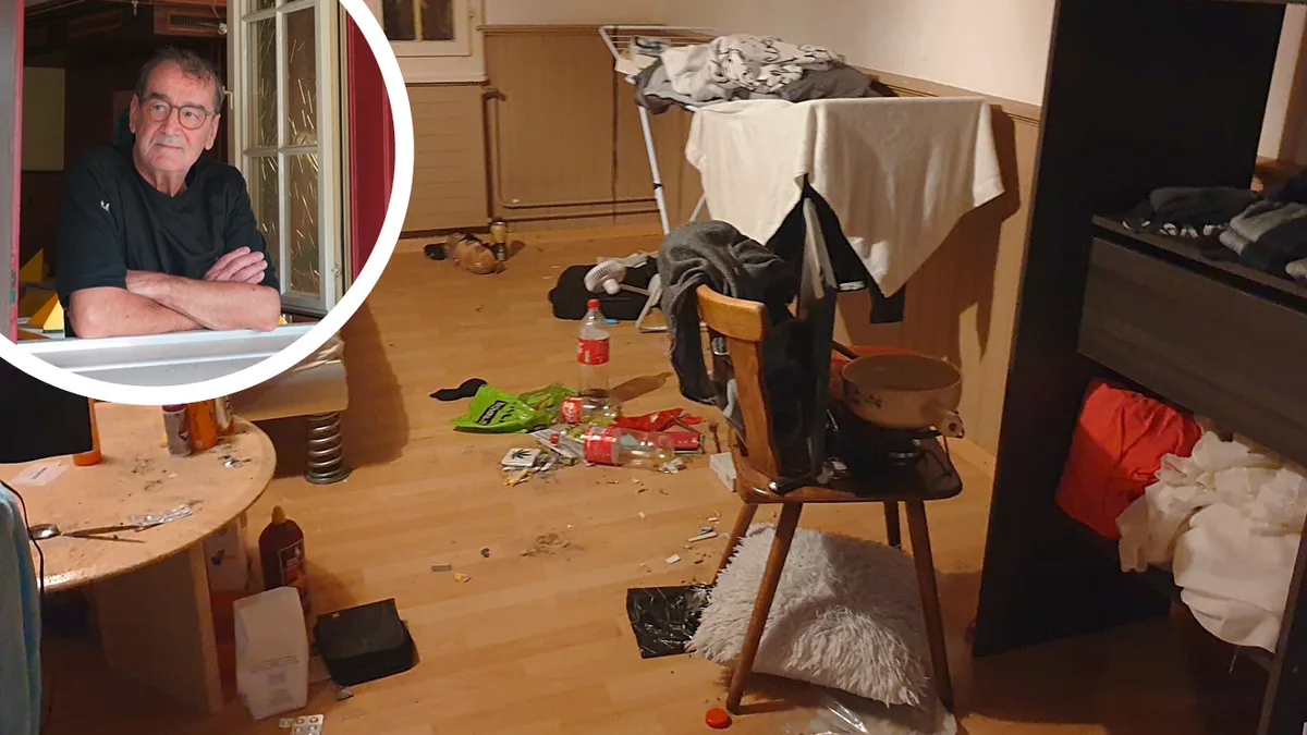 Wirt Walter Dossenbach ist entsetzt: Ein Gast bereitete sich trotz Verbot ein Fondue im Zimmer zu. , Doch teilweise strömen auch noch miesere Gerüche  aus den Zimmern des «Güggeli-Huus Frohsinn».,  Der Wirt hatte in den letzten zehn Jahren ..., ... öfters Sorgen wegen seiner Mieter. , Dossenbach bot wegen des Drogenkonsums seiner Mieter auch schon die Polizei auf., Nun will er nicht mehr weitermachen und hört per Ende Jahr auf.