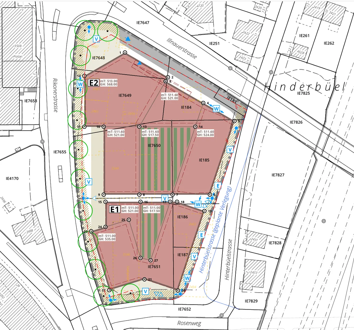 Das Baufeld E in Illnau-Effretikon auf den Plänen.