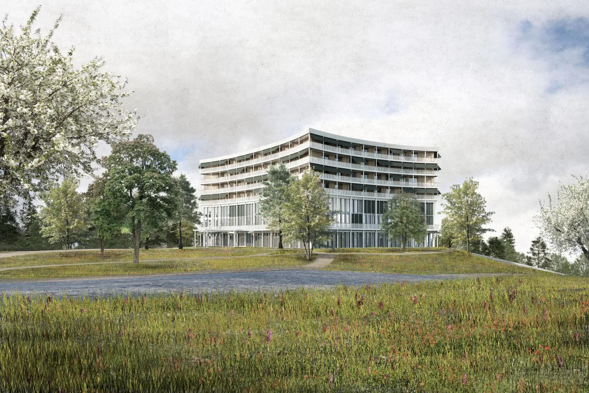Visualisierung und Modell der geplanten neuen Reha-Klinik - ehemals Höhenklinik - auf dem Faltigberg ob Wald.