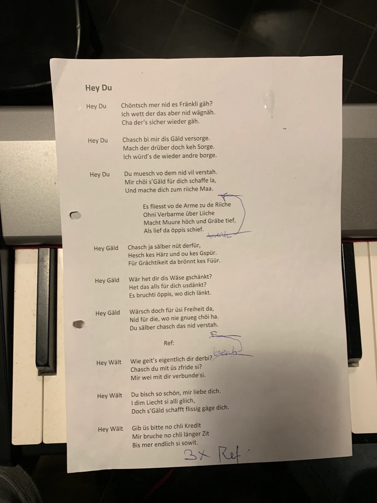 Textblatt der Band Baldrian.