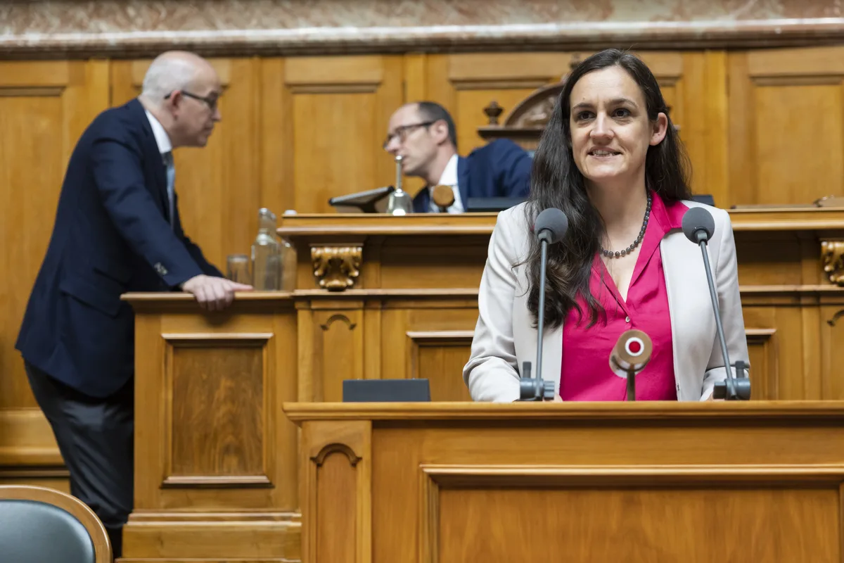 Marionna Schlatter-Schmid, GP-ZH, spricht waehrend der Debatte ueber die Armeebotschaft 2023, in der Sommersession der Eidgenoessischen Raete, am Mittwoch, 14. Juni 2023, in Bern.